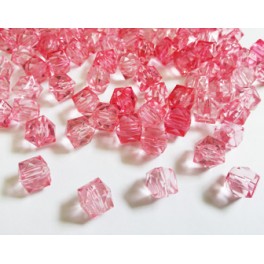 8mm Faceted Pink Cube Beads 8mm Faceted Pink Cube Beads