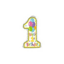 31" Happy 1st Birthday Mylar Balloon 31" Happy 1st Birthday Mylar Balloon