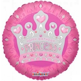 18" Happy Birthday Princess Tiara Mylar Balloon 18" Happy Birthday Princess Tiara Mylar Balloon