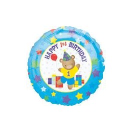 18" 1st Birthday Bear Mylar Balloon 18" 1st Birthday Bear Mylar Balloon