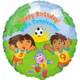 18" Dora & Diego Birthday Mylar Balloon 18" Dora & Diego Birthday Mylar Balloon